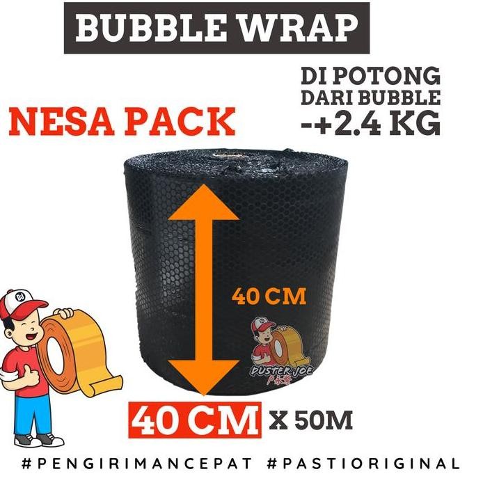 

ready Bubble Wrap Hitam Nesa Pack 40cm x 50M (POT.2.4KG) PER 1 ROL