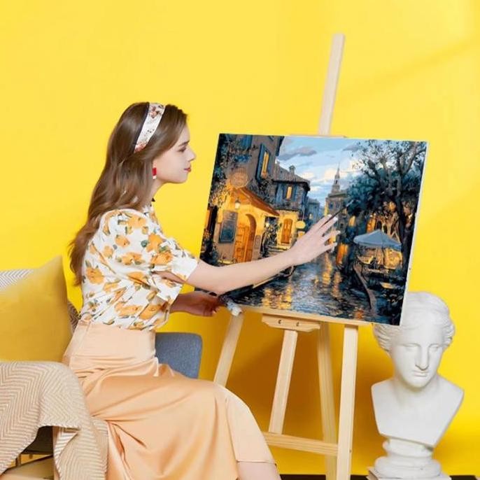 

ready !!! DIY Painting Canvas Paint By Number kit Lukisan 40x50cm