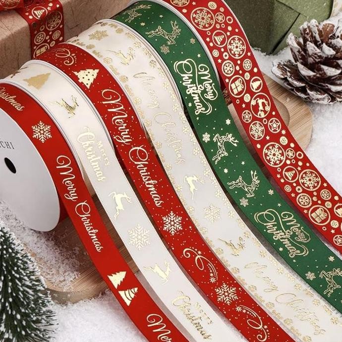 

ready Pita satin natal / pita natal/pita Christmas / xmas ribbon terbaru