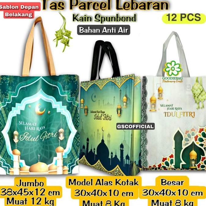 

ready Lusinan Tas Kain Spunbond Goodiebag Totebag Lebaran Idul Fitri - 12 Tas - Belanja