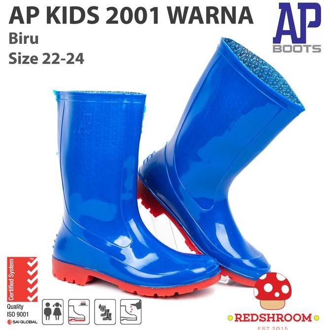 Tersedia Sepatu Boot Anak AP BOOTS 2001 Biru Merah - Sepatu Boot Karet