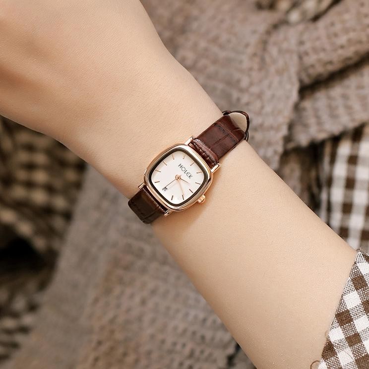 Holek 1301 Jam Tangan Wanita Tali Kulit Anti Air Fashion Simple Santai Quartz Elegant Jam Tangan Cew