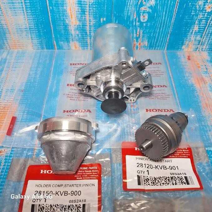 Paketan Dinamo Starter Plus Gigi Pinion Assy/Granat Dan Tutup Granat Motor Honda Vario 110 Beat Scoo