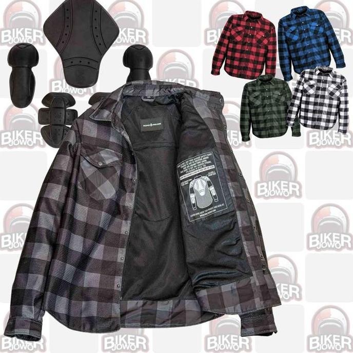 Kemeja Protektor Skull Riderz AIR RIDER MESH PROTECTIVE Flannel Jacket MURAH