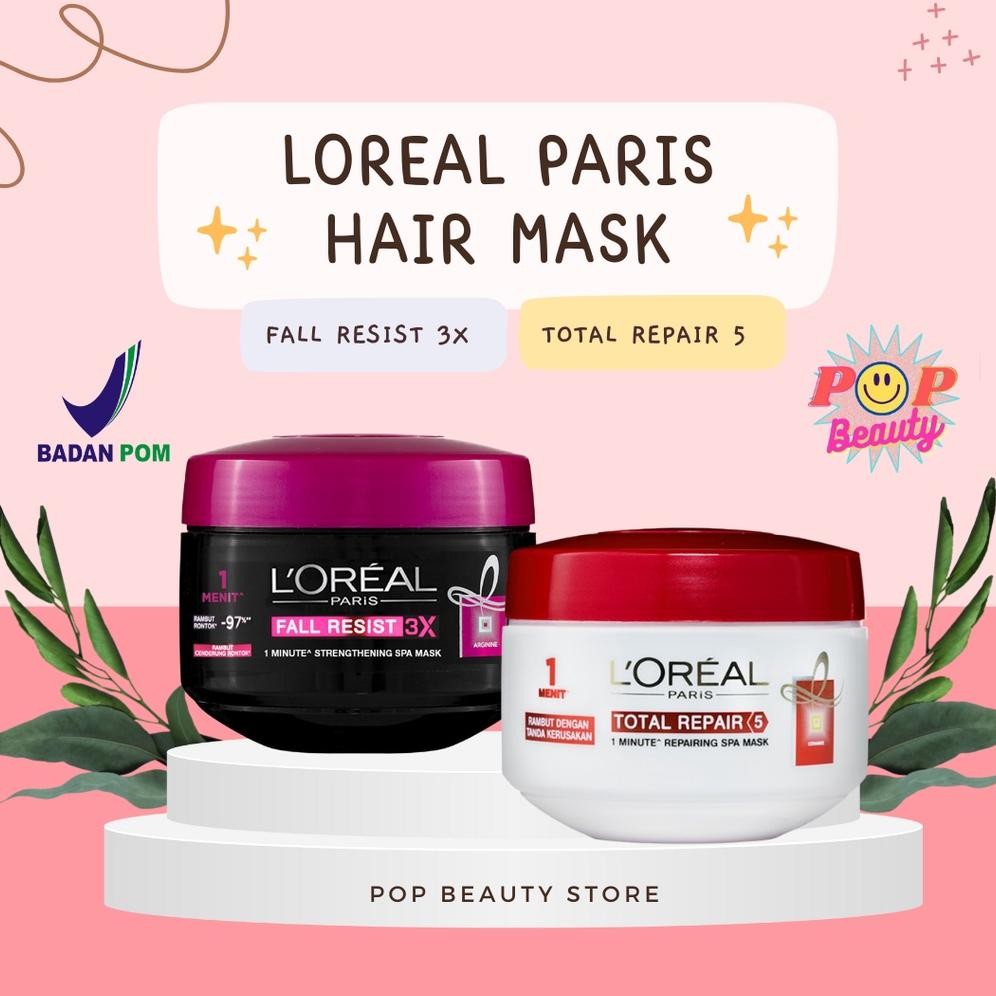 TERMURAH Loreal Paris Total Repair & Fall Resist Hair Mask / Masker Rambut Loreal Masker Rambut Rusa