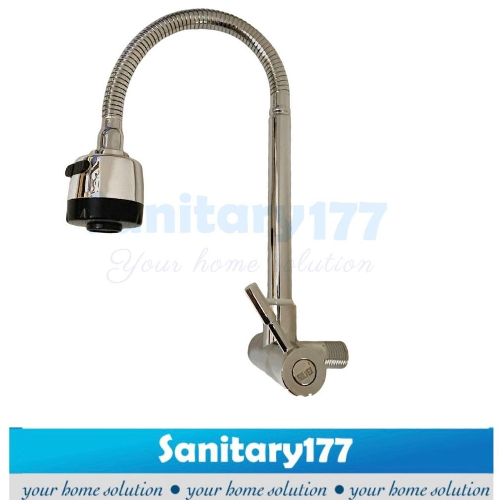 Kran Air Sink Stainless 304 Fleksibel TEMBOK Angsa Stik S3002-Kran Air Dapur Cuci Piring Flexible Fi