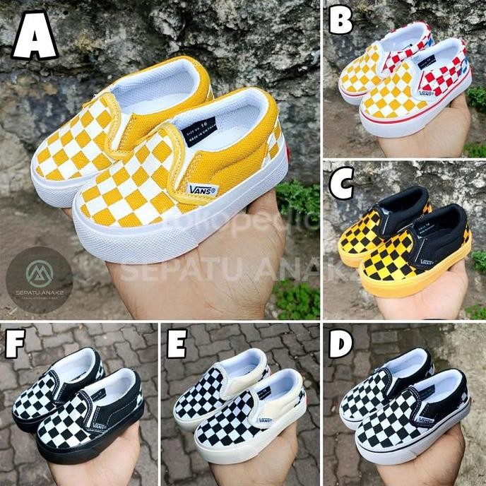 Tersedia Sepatu Anak Laki Perempuan Sepatu Bayi Vans Slip On Catur NEW(PREMIUM)
