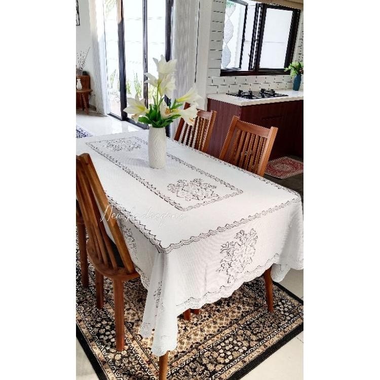 Taplak Meja Makan Putih . Perabot Rumah Aestetik Mewah Minimalis . Taplak Tamu Panjang Tablecloth Ta