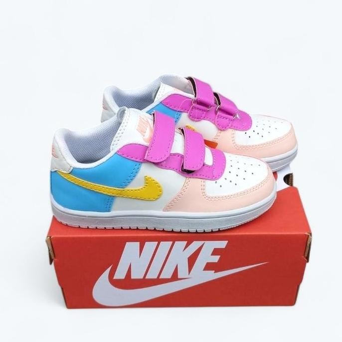 Tersedia Sepatu nike anak perempuan cewek force one multicolor pastel sneakers kids