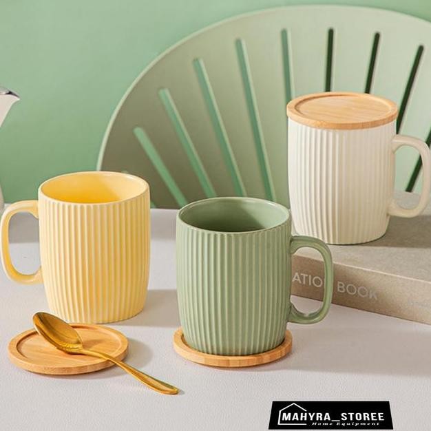 Mug Gelas Kopi Susu Keramik Dengan Tutup Mug Keramik Aesthetic Tutup
