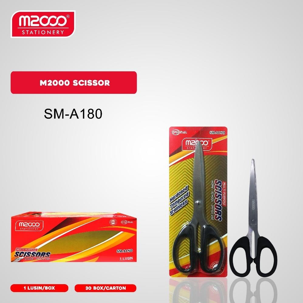 

TERLARIS Gunting Kertas High Quality/Stainless Steel Scissors M2000/SM-A180 Kemasan 12Pcs Siap kirim