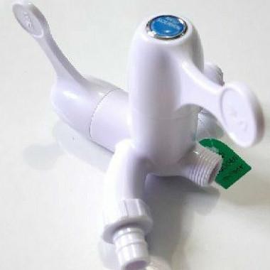 Kran Cabang Plastik Soligen Engkol / Keran Mesin Cuci Double (D4187)