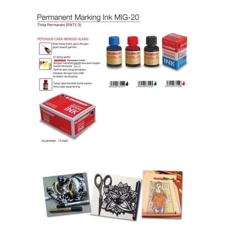 

Promo Mig 20 Tinta Refill Ink Spidol Permanent Marker Snowman Mig-20 Promo