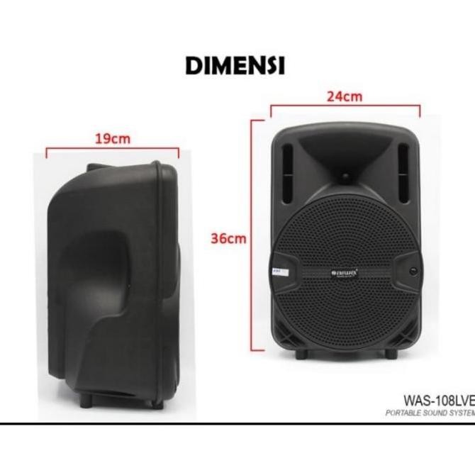 Speaker Aktif Portable Aiwa 8 Inch Was-108Lve Usb Bluetooth Original New Stok