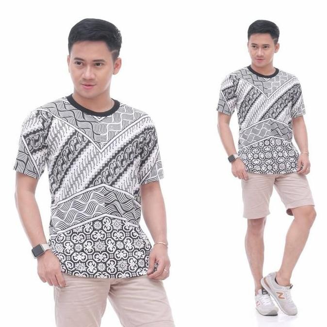 KAOS PRIA BATIK MONOKROM KATUN HD HALUS BERKUALITAS