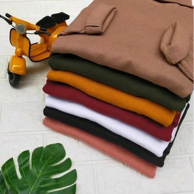 KAOS TURTLE NECK LEHER TINGGI PRIA LENGAN PANJANG,LEHER KNITWEAR LERAH TEBAL SANTAI POLOS BAJU KERAH