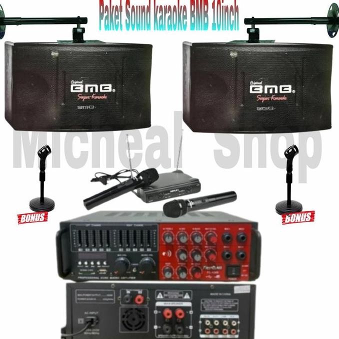 Paket Sound Sistem Karaoke Speaker Bmb 10Inch + Amplifier Bluetooth New Stok