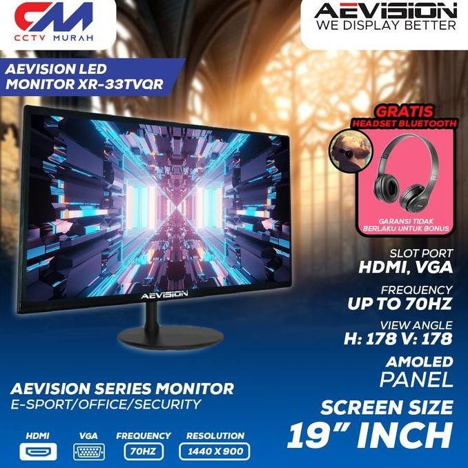 Premium Monitor LED AeVision 19inch HDMI-VGA -USB Port 1 Tahun Garansi