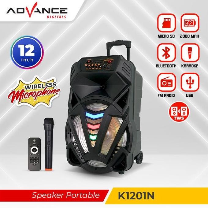 Advance Bluetooth Speaker K1201N Speaker Aktif Speaker 12" Dengan Mic Speaker Besar Speaker Event Ka