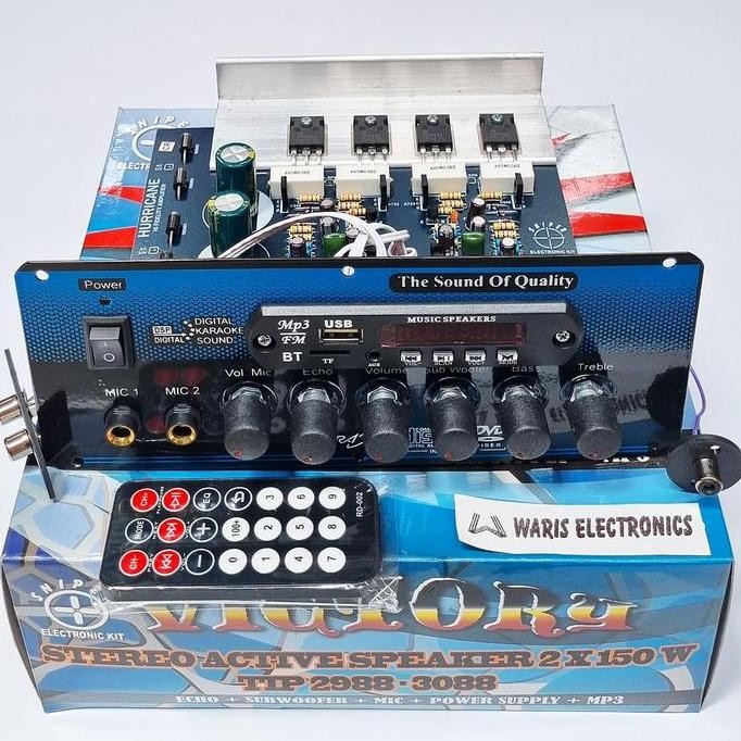 Kit Mesin Speaker Aktif Amplifier Modul Mp3 Usb Stereo Plus Echo Mic New Stok