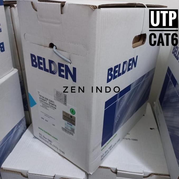 Kabel Lan Utp Belden Cat 6 Cat6 1Roll 305 M Original Kabel Internet Abu Abu Biru New Stok