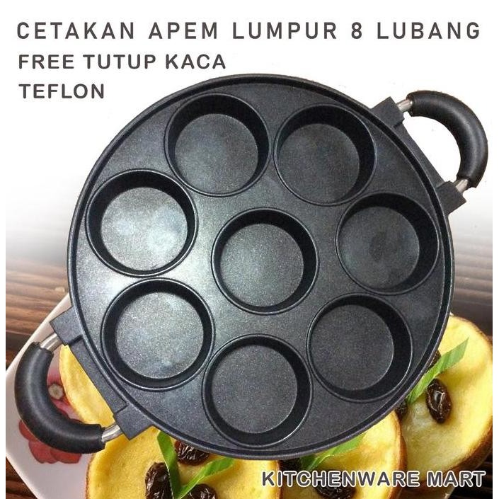 BEBAS ONGKIR - Cetakan Lumpur Apem happycall apem lubang 8 teflon - snack maker 8 holes Cetakan Lump