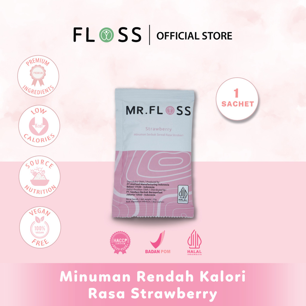 

MR.Floss ( Meal Replacement ) 1 sachet - Rasa Stroberi