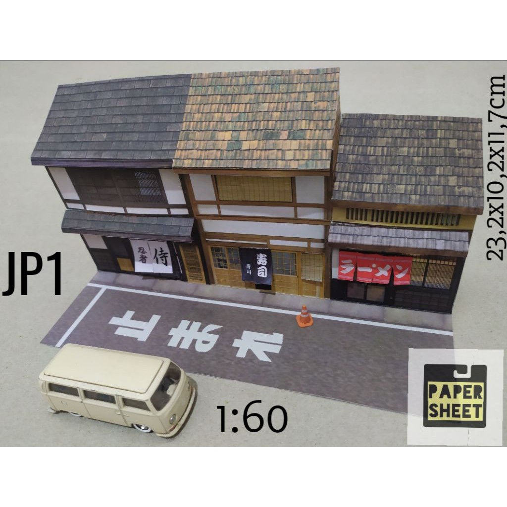 Diorama Papercraft Rumah Jepang Skala 1:64 untuk Hotwheels atau Miniscale