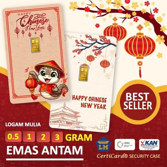 LM Logam Mulia Emas Antam 0.5 gr 1 gr 2 gr 3 gr gram Kado Imlek Chinese New Year Gift Gong Xi Fa Cai