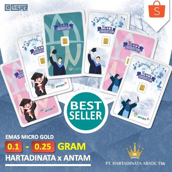 LM Logam Mulia Emas Hartadinata x Antam 0.1 - 0.25 gram 0,1 - 0,25 gr Kado Wisuda Gift Happy Graduat