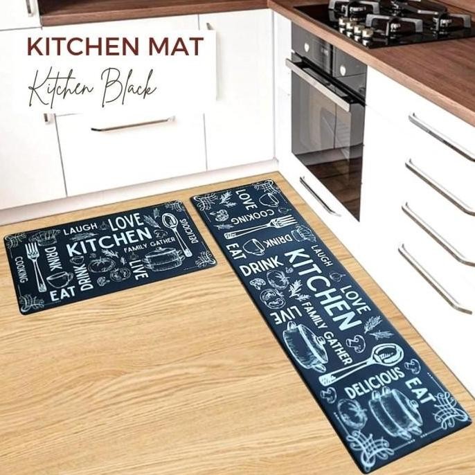 Karpet Dapur Panjang Anti Slip 1 Set - KITCHEN BLACK