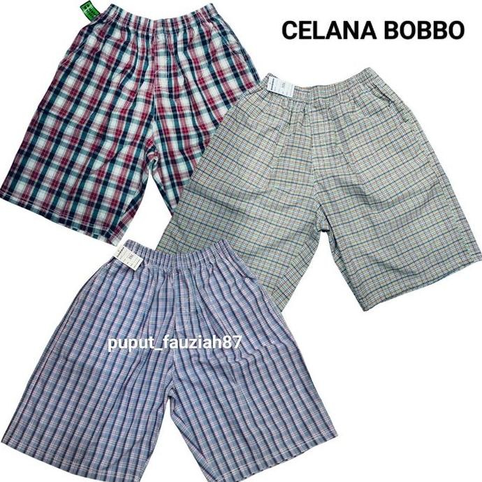 Tersedia CELANA PENDEK KOTAK BAHAN KATUN MERK BOBBO JUMBO