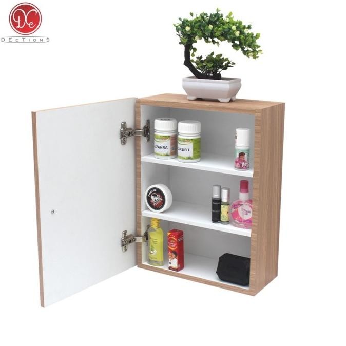 Rak Lemari Kayu Kotak Penyimpanan Obat P3K Dinding 40x30cm Minimalis