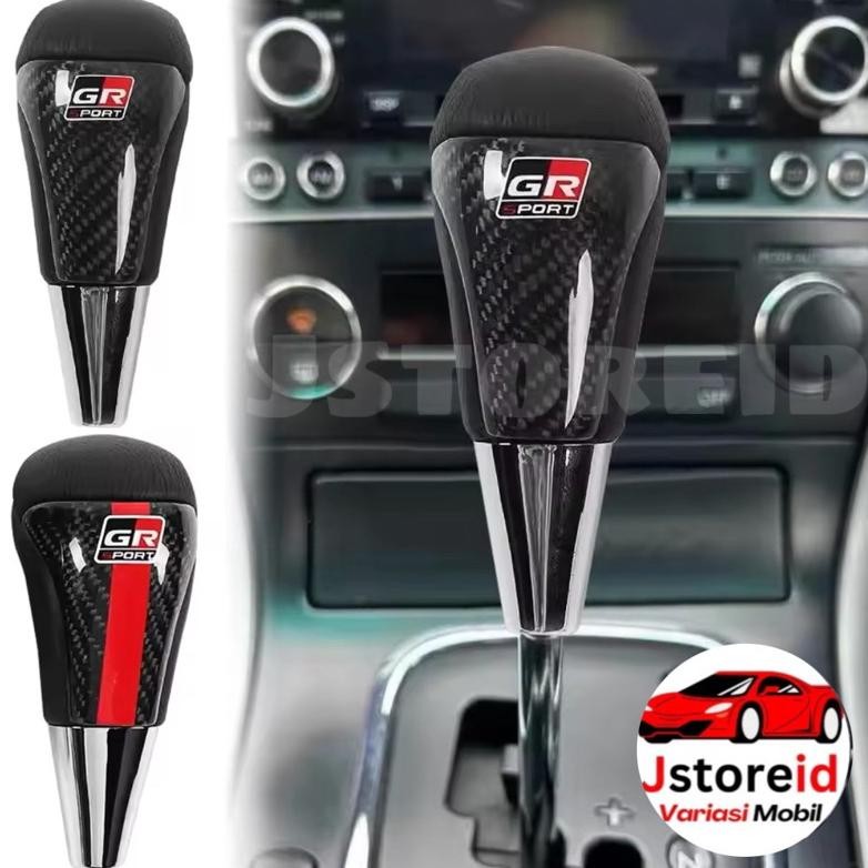 Knob Persneling Tuas Gigi TRD Karbon Kayu Silver MATIC untuk Toyota Innova, Rush, Avanza, Yaris, Alp