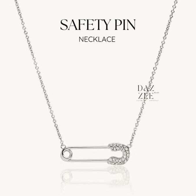 Safety Pin Necklace Kalung Titanium Kalung DAZZLENCO Aksesoris Perhiasan Silver Wanita