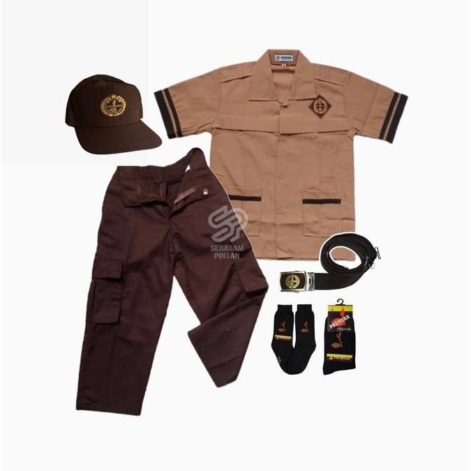 Tersedia Setelan Seragam Pramuka Siaga SD Anak Laki Pendek-Panjang 6-12 Thn Celana Pramuka Cargo PDL