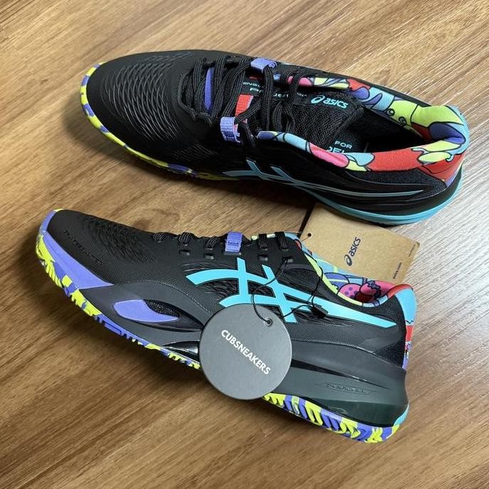 Premium SEPATU ASICS GEL RESOLUTION X PADEL SHOES L.E. BLACK ENERGY AQUA 100% ORIGINAL