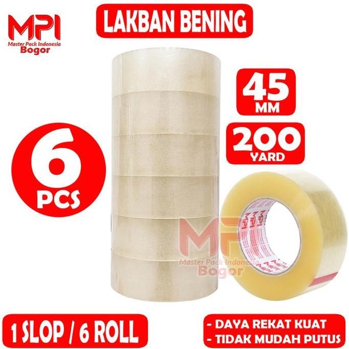

Kualitas Terjamin 6 Pcs - Lakban Bening Mpi 45 Mm X 200 Yard / Lakban Packing - Master Pack Indonesia