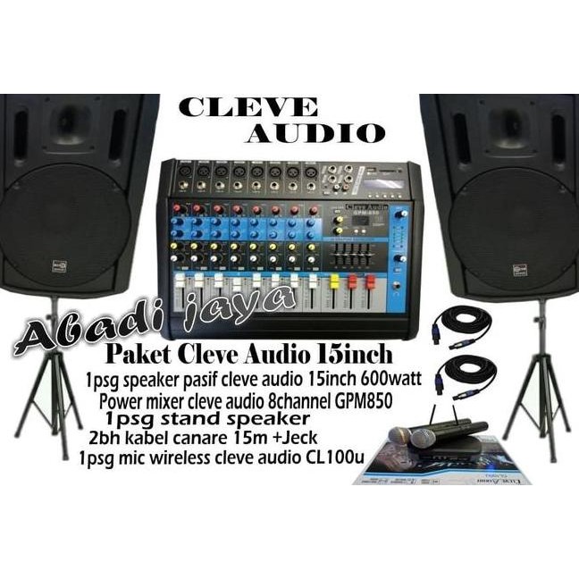 PAKET SOUND SYSTEM CLEVE AUDIO 15INCH POWER MIXER 8INCH
