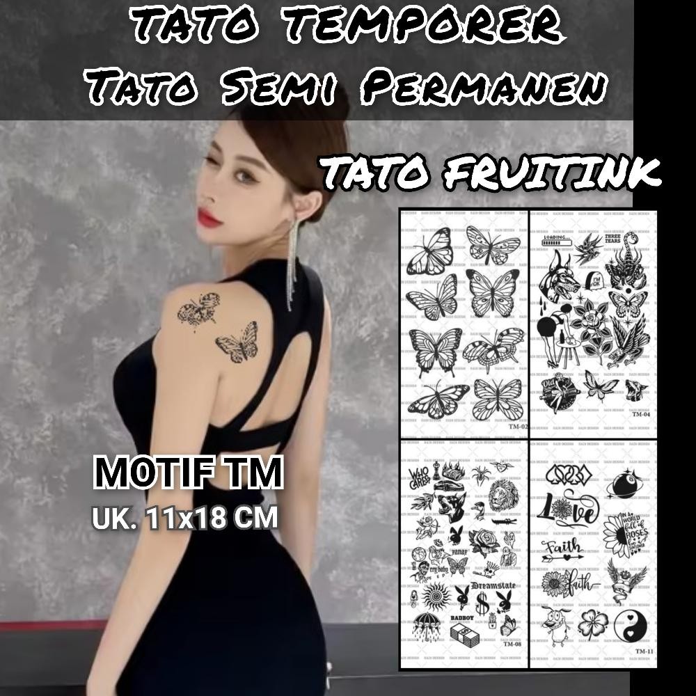 BERTATO-Stiker tato temporer semi permanen Motif TM / Tato temporer anti air semi permanen / Bertato