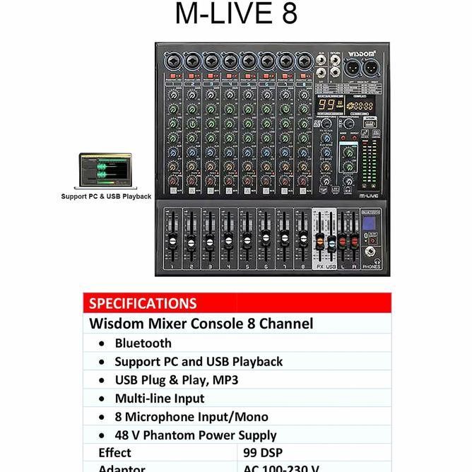 MIXER AUDIO WISDOM M LIVE 8 ORIGINAL