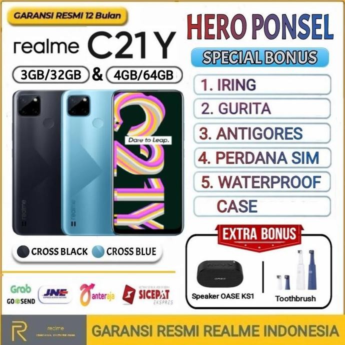 Realme C21Y C21 Y 3/32 Ram 3/32Gb - C21Y C21 Y 4/64 Ram 4/64Gb Resmi
