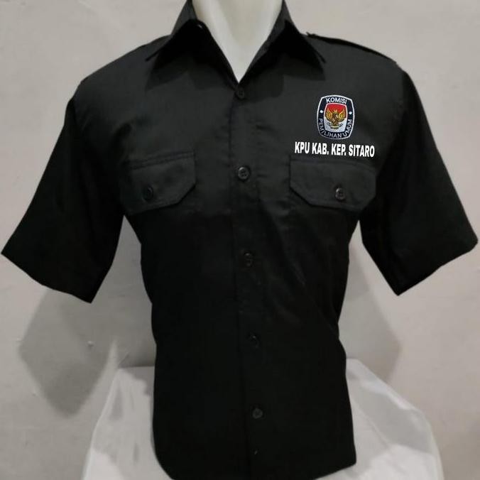 Tersedia Kemeja PDH KPU Seragam PDH KPU Hitam Lengan Pendek Pria