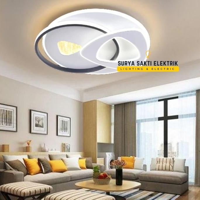 Murah Lampu Hias Plafon Minimalis Modern Led 3 Warna Bulat Besar