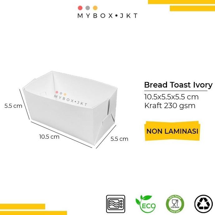 (Expert) Box Kotak Roti Bread Toast Paper Tray Ivory Putih 10,5x5,5x5,5