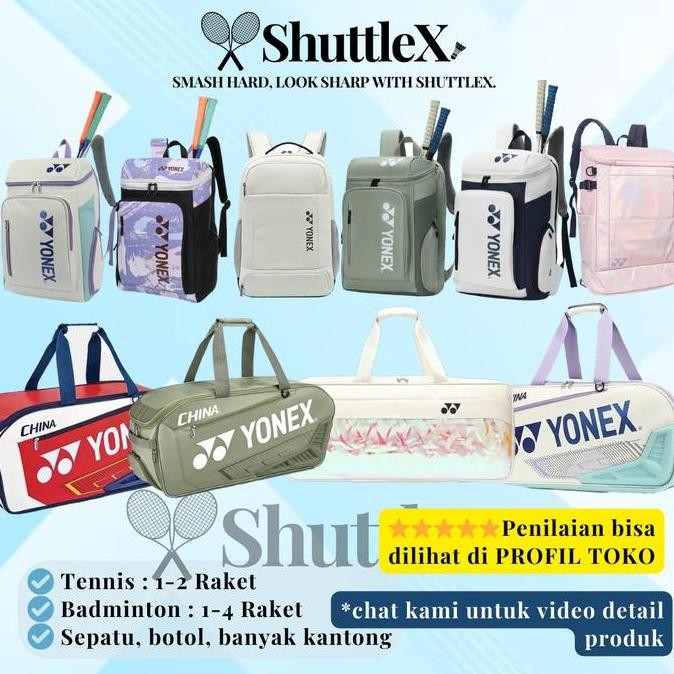 TERLARIS Tas Badminton Yonex Cewe Ransel Yy Lindan Bulutangkis SALE