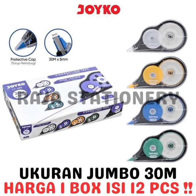 

TERBARU - JOYKO CORRECTION TAPE 30m JUMBO TIPEX KERTAS JOYKO KERING TIPX BESAR CT-588 BOX LUSIN [12PCS]