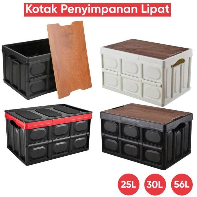 

Terlaris Kotak Penyimpanan Lipat Serbaguna Foldable Storage Container Box Plastik Kayu 25L 30L 56L