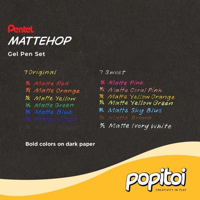 

NEW Pentel Mattehop Gel Pen Set 1.0 mm Pulpen Warna Warni
