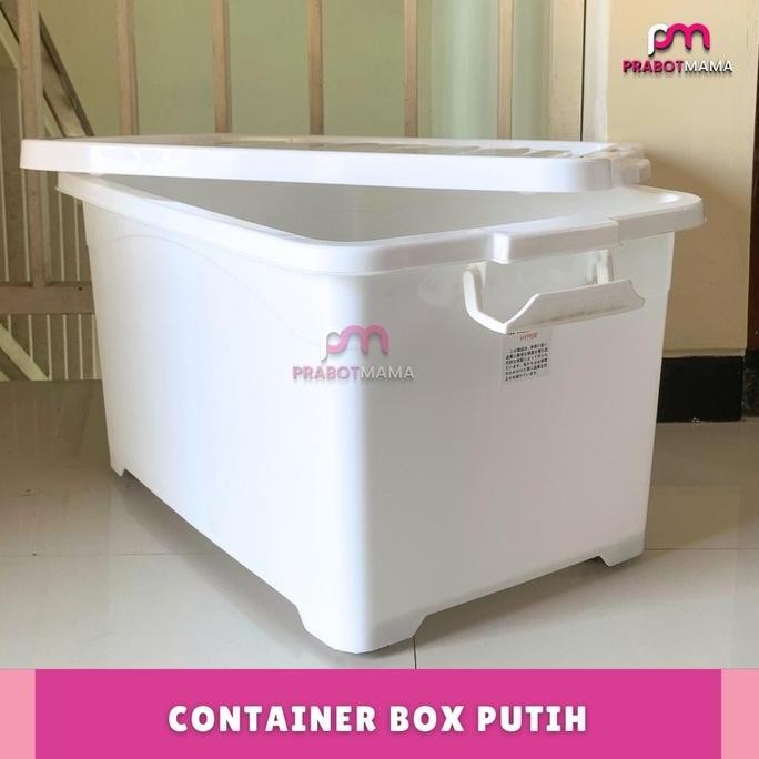 

Terlaris Prabotmama Container Full Putih 30L / Box Roda / Kotak Penyimpanan Besar / Container Box